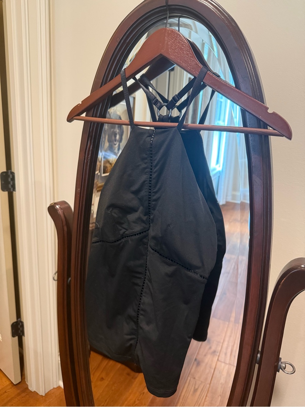 Michi Black Strappy Halter Top with Eyelet Details, Size S
